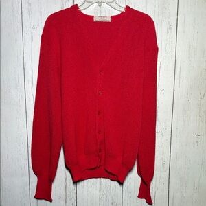 Lemmermayer Maus & Hofmann Red 100% Alpaca V Neck Button Cardigan Medium Large